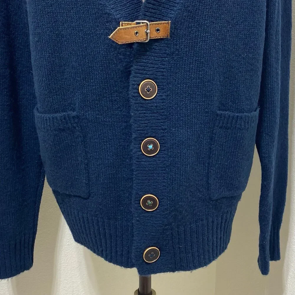 Trovata Wool Blend Navy Blue V-Neck Cardigan Sweater Women's Size Medium